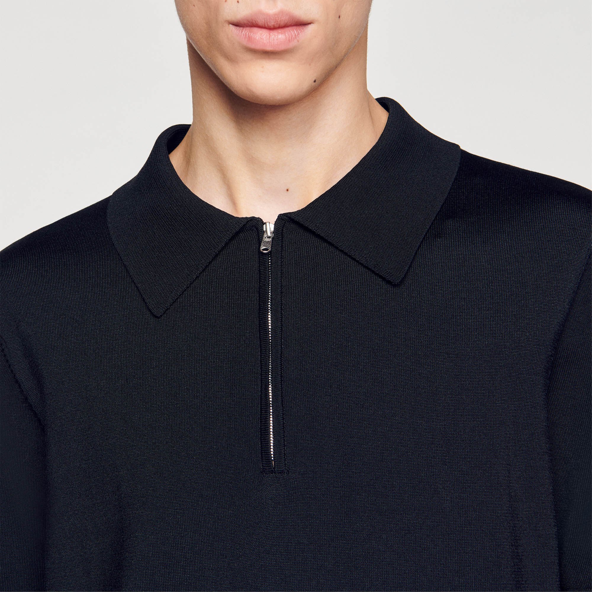 Poloshirt aus Strick mit Reißverschluss