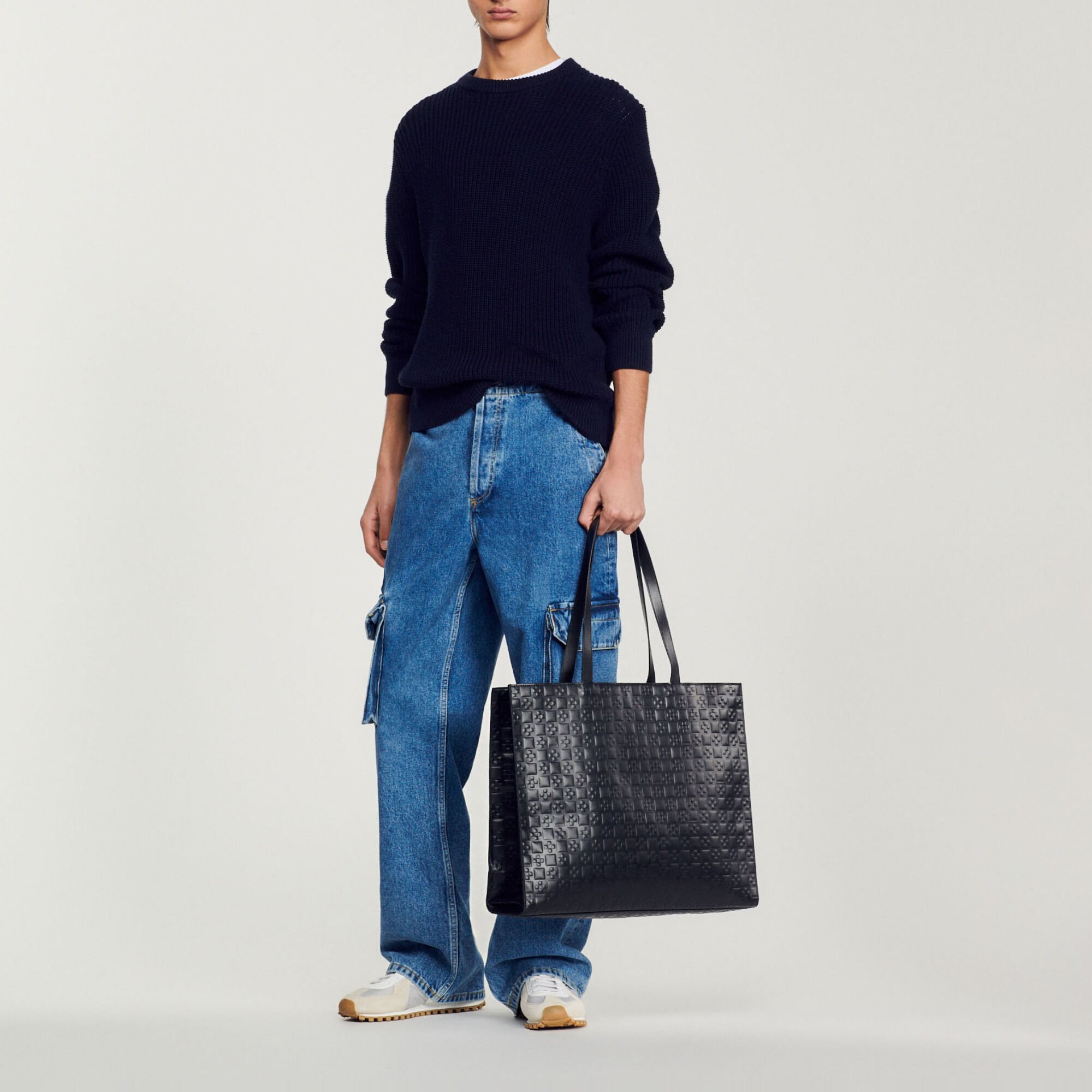 Große Leder-Cabas mit Monogramm-Prägung