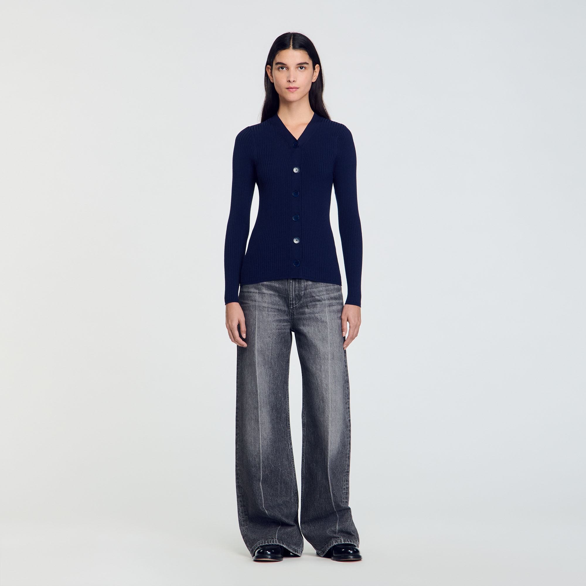 Cardigan aus Rippstrick