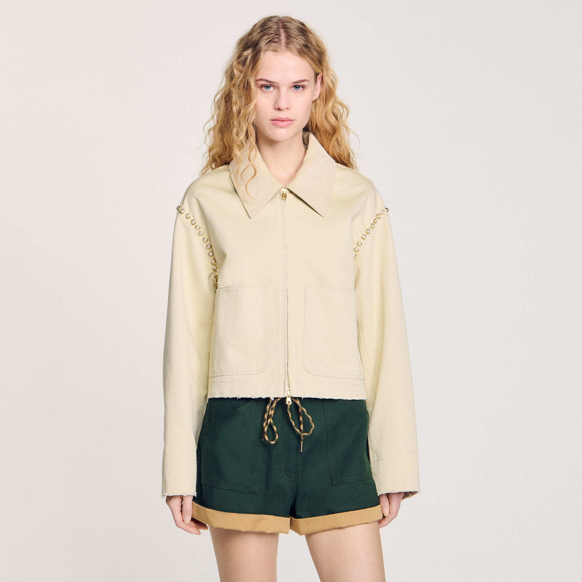 Blouson mit Perlendetails