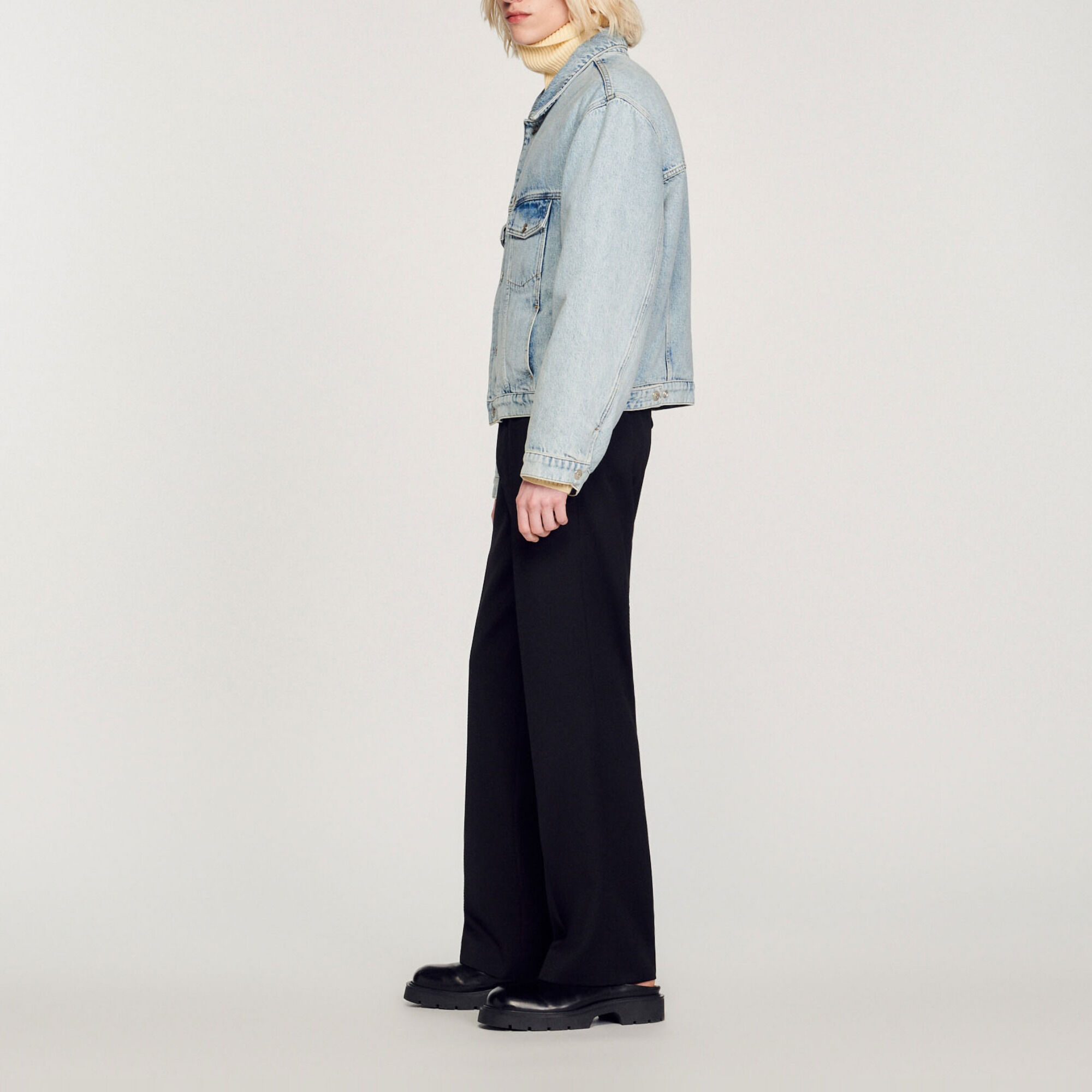 Denim-Blouson mit aus Molton