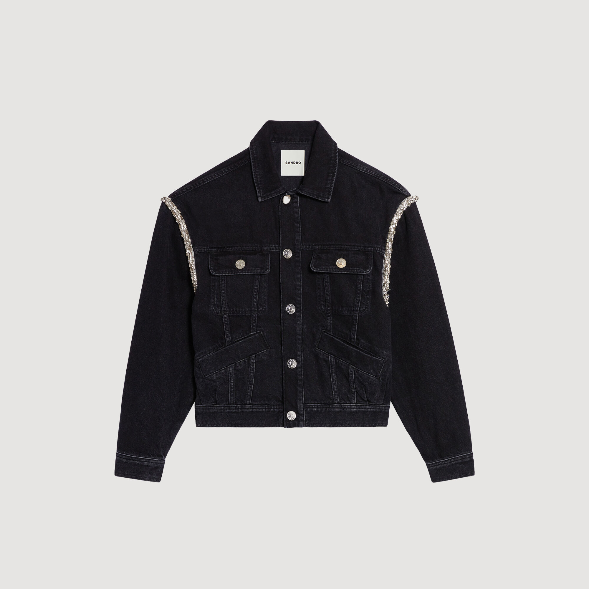 Oversize-Jeansjacke mit Strass