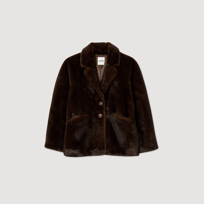 Manteljacke aus Kunstfell