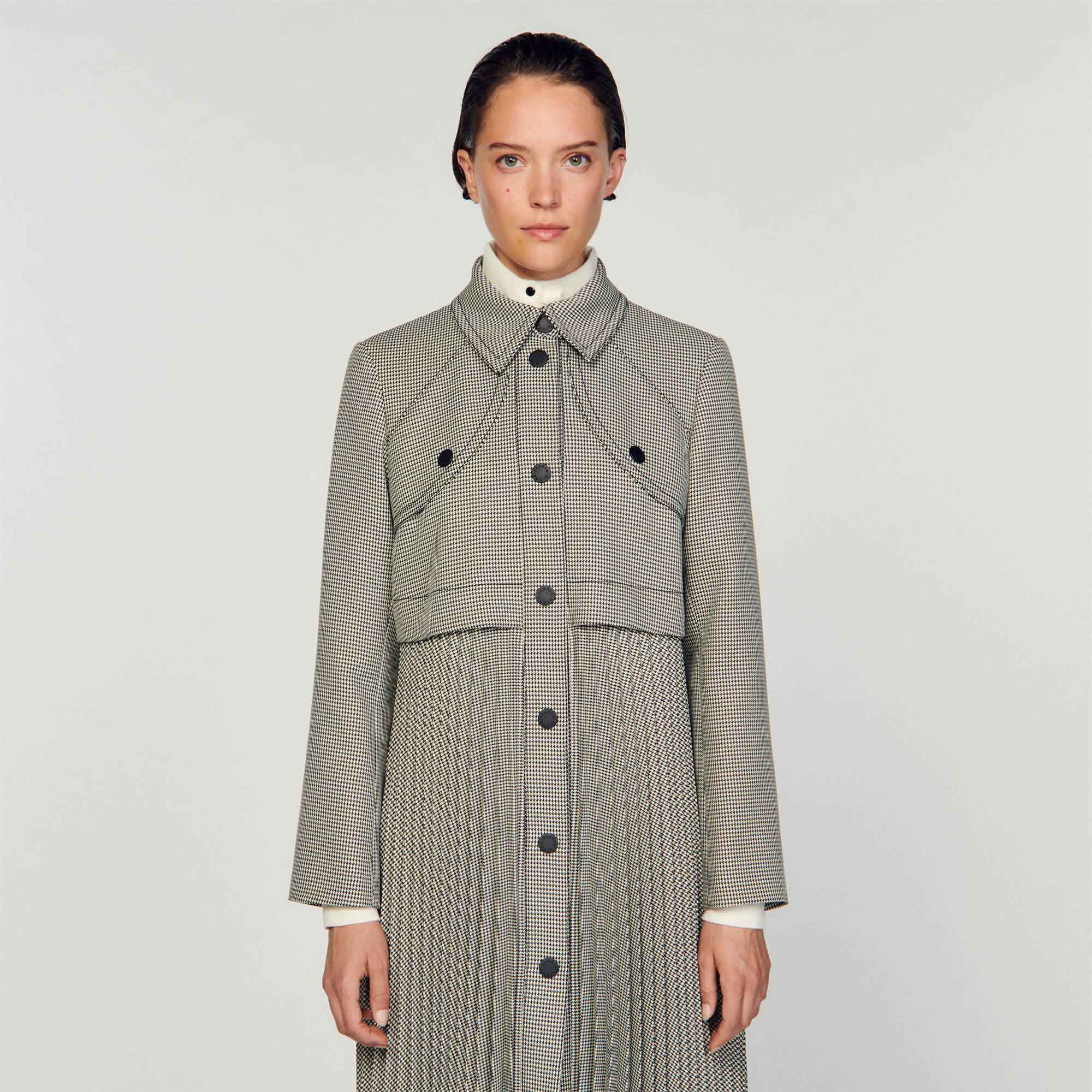 Trenchcoat mit Hahnentrittmuster