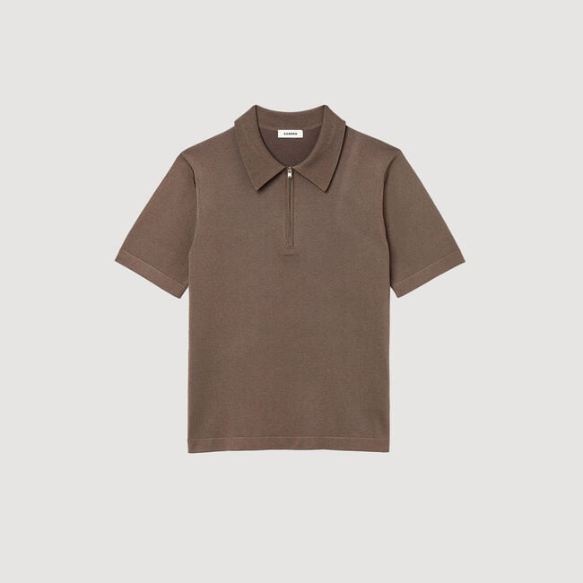 Poloshirt aus Strick mit Reißverschluss