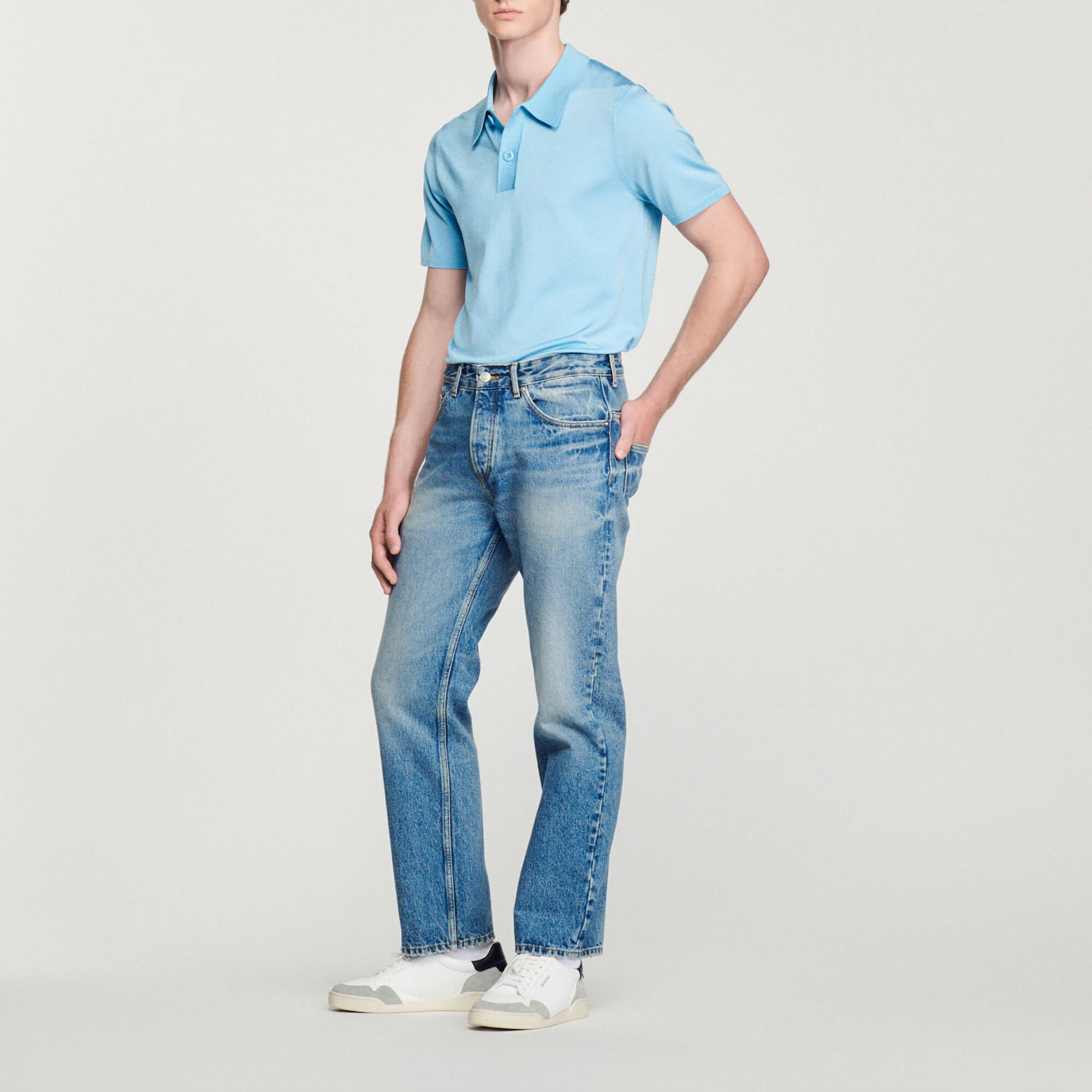 Strick-Poloshirt mit kurzen Ärmeln