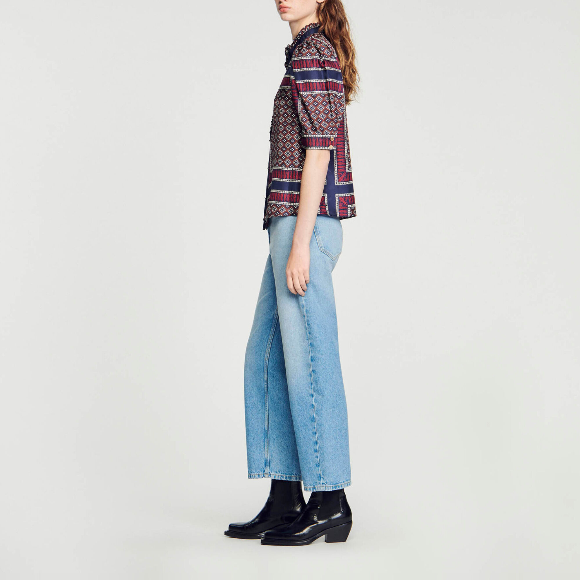 Gemusterte Seidenbluse