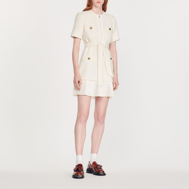 Mantelkleid aus Wolle mit Tweedeffekt