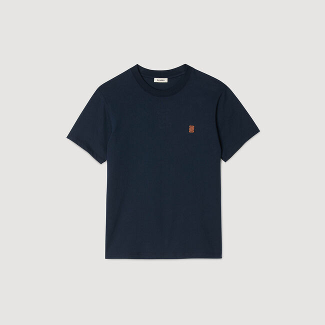T-Shirt mit Leder-Logo