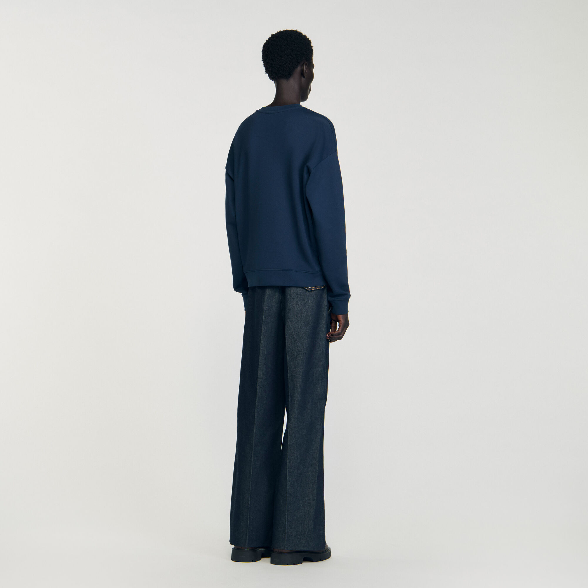 Oversize-Sweatshirt mit Leder-Patch