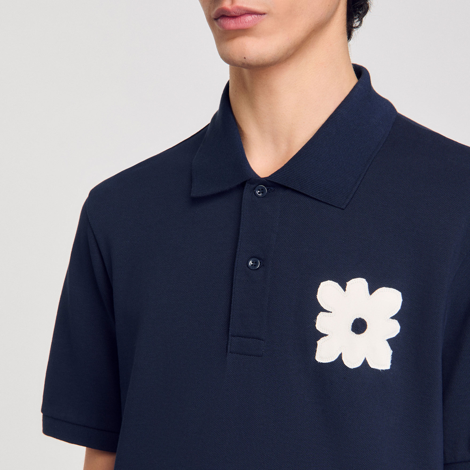 Polohemd mit Blumen-Patch