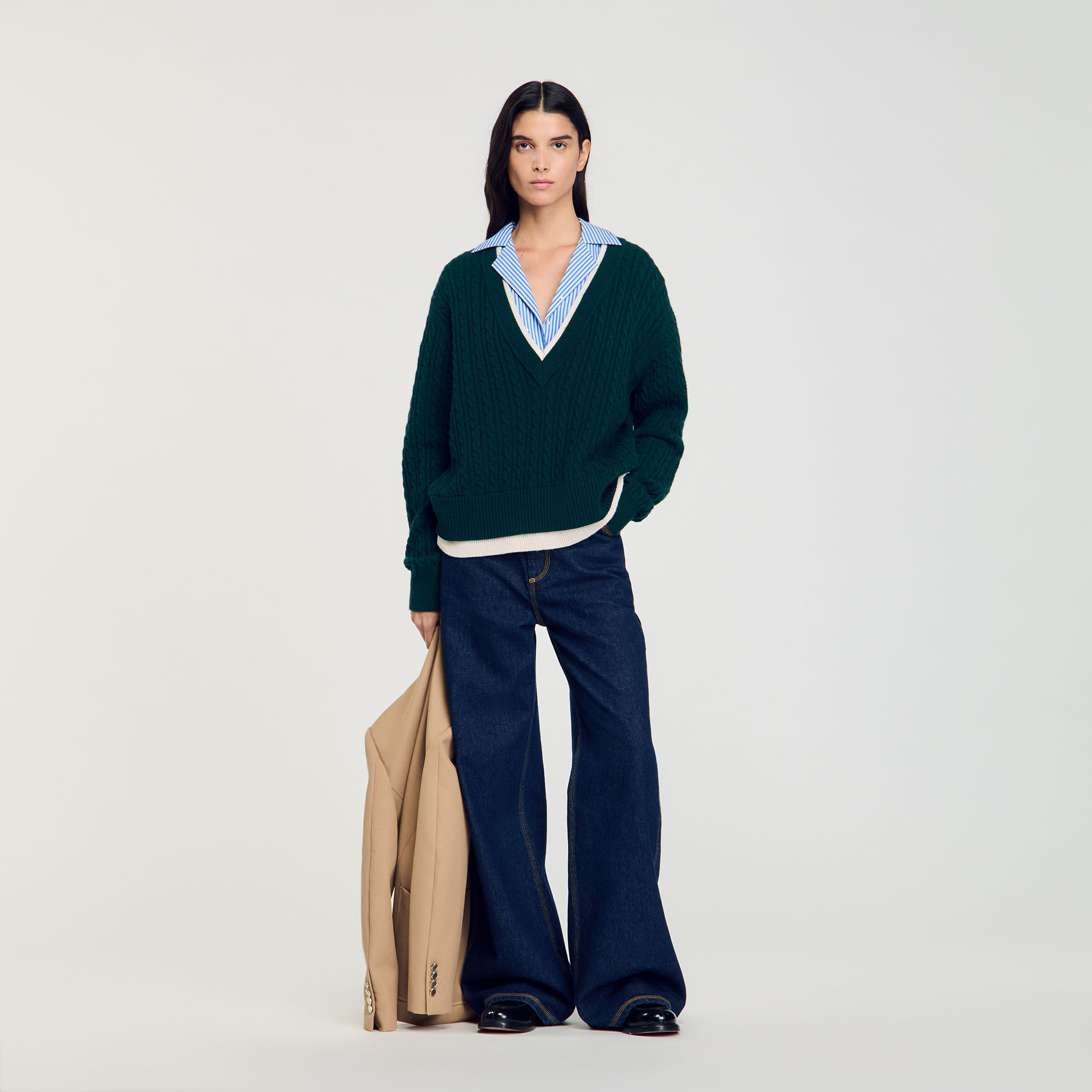 Trompe-l'Œil-Pullover aus Strick