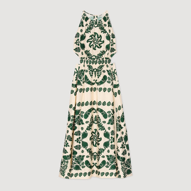 Langes Kleid mit Blätterdruck