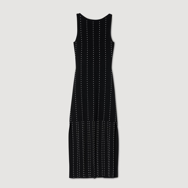 Langes Strickkleid mit Fransen