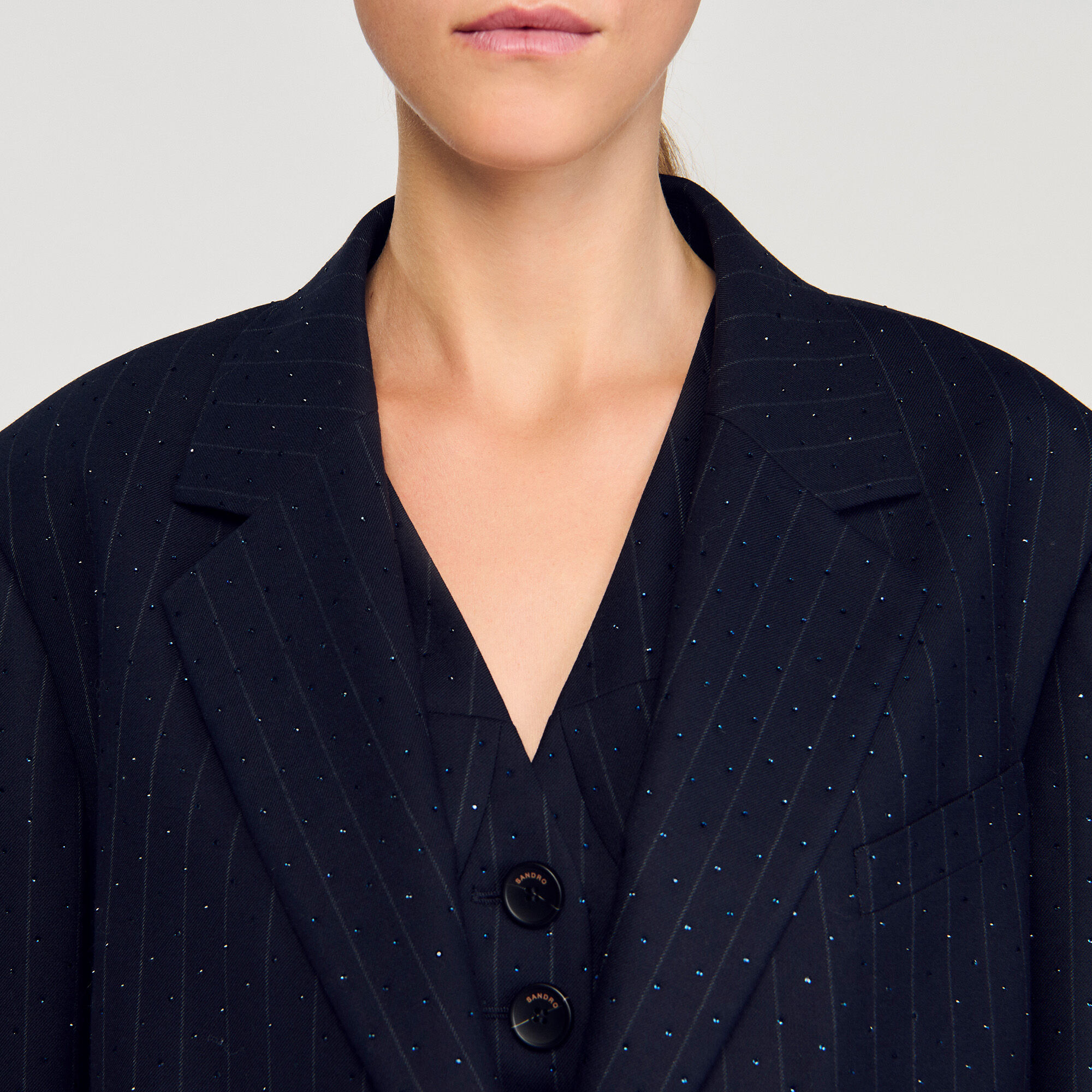 Gestreifter Blazer mit Strass