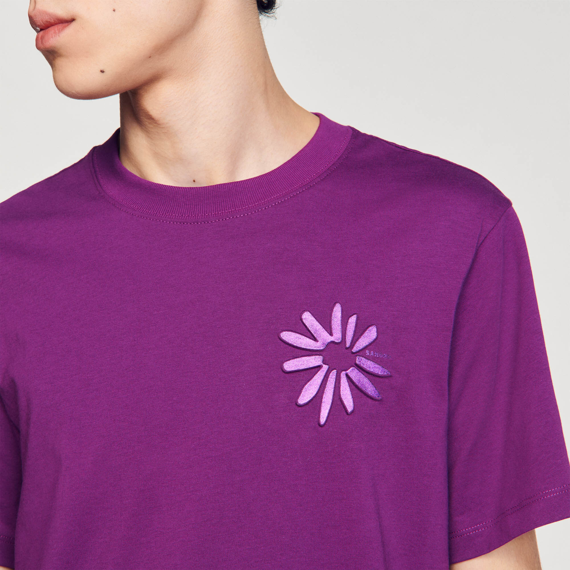 T-Shirt mit Blume aus Baumwolle