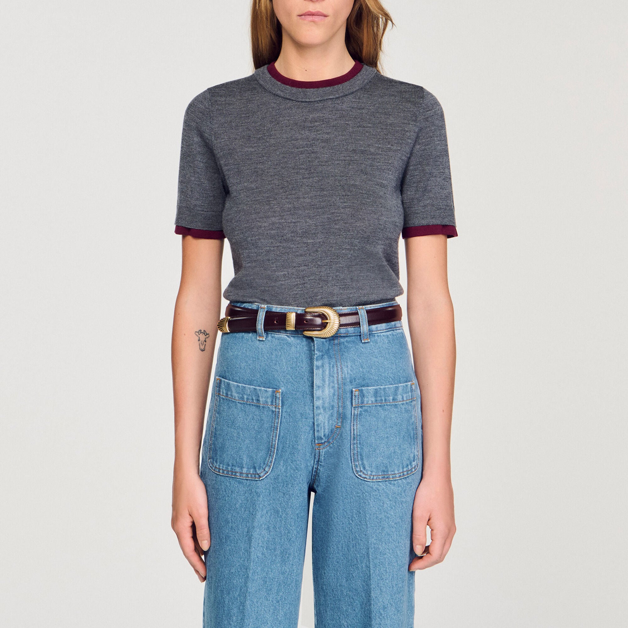 Zweifarbiger kurzer Pullover - Damen | Sandro
