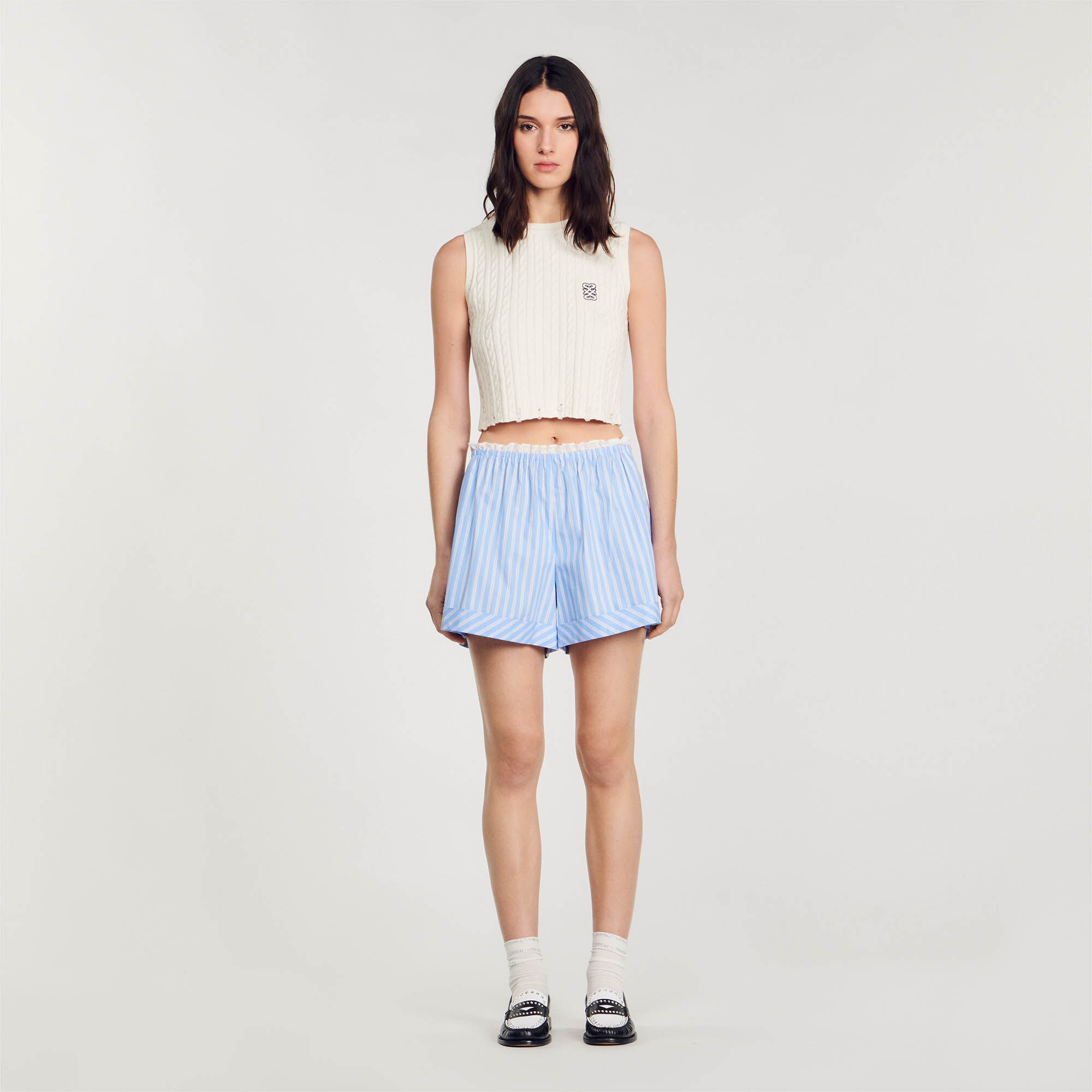 Weite Shorts aus Baumwolle blau fur Damen Sandro Paris