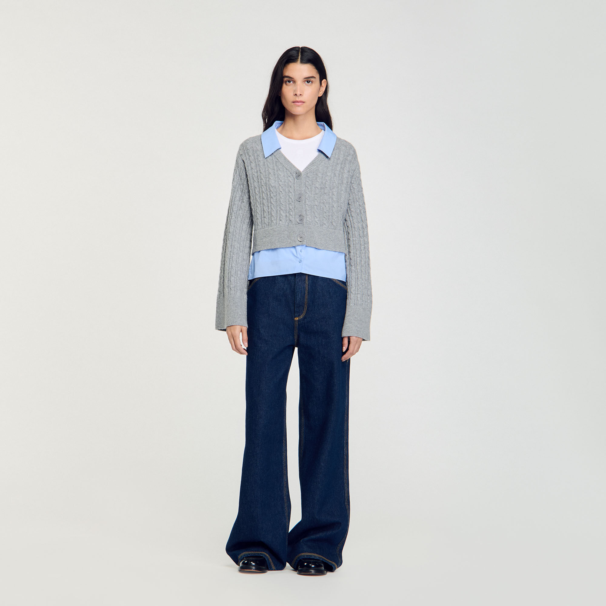 Sandro check cardigan outlet