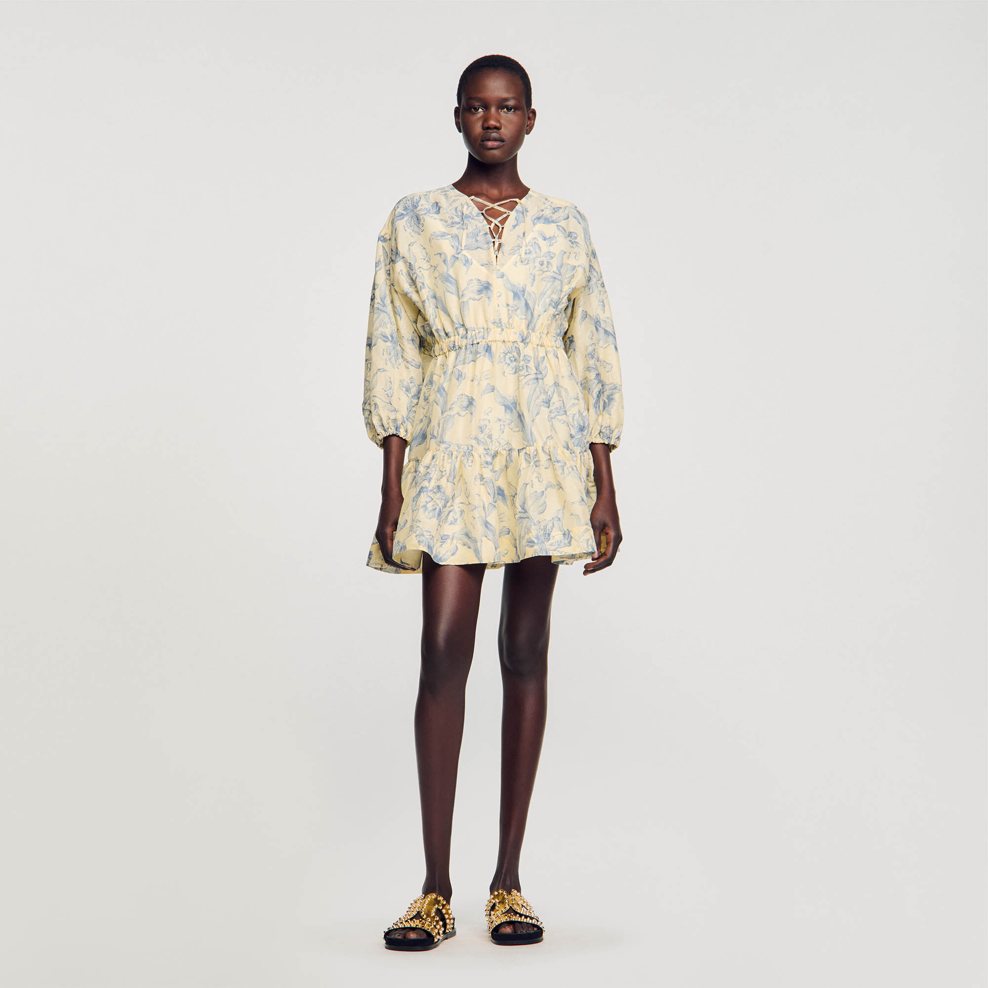 Kleid mit floralem Print blau für Damen | Sandro Paris