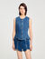 Top aus Denim mit Strass