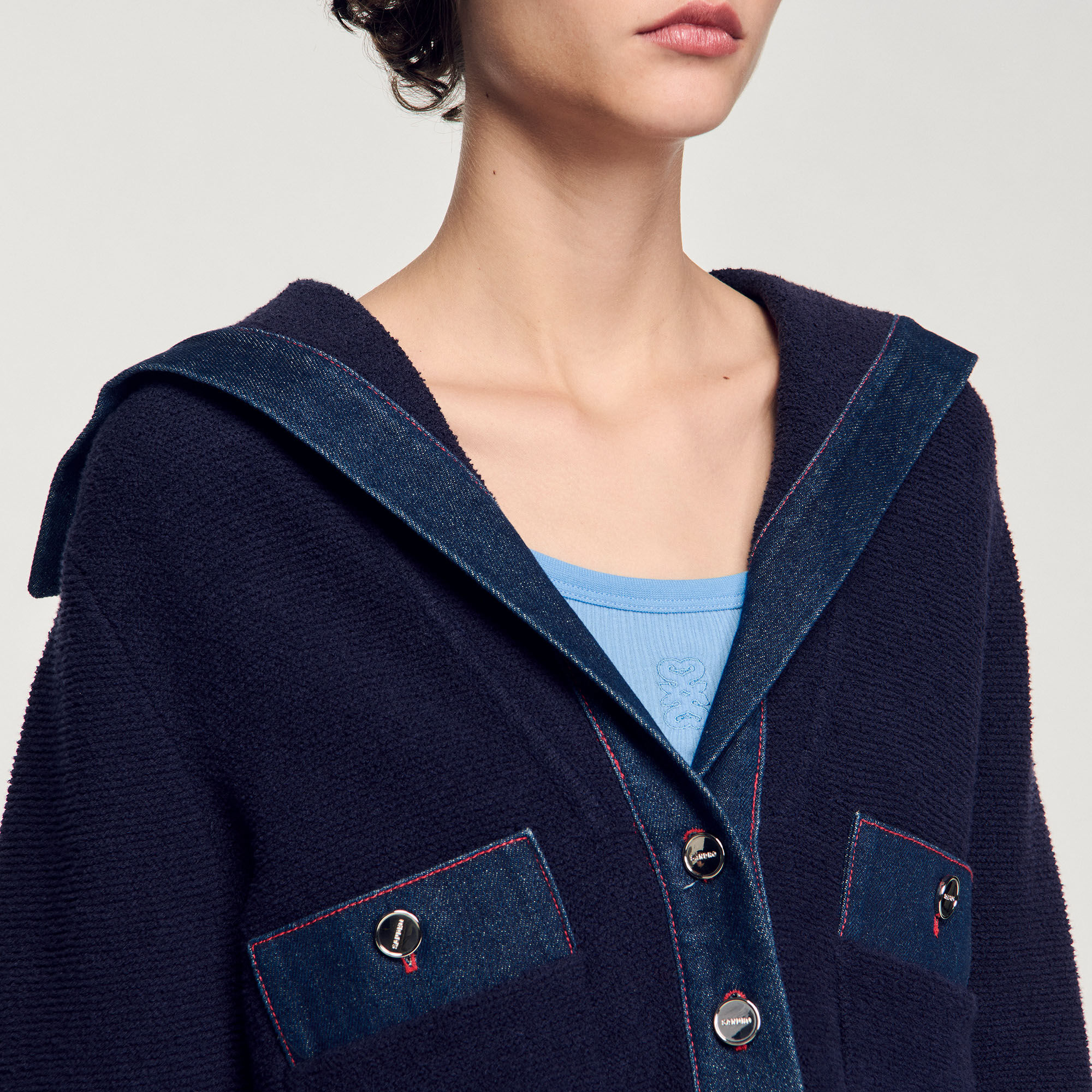 Cardigan mit Denim-Details