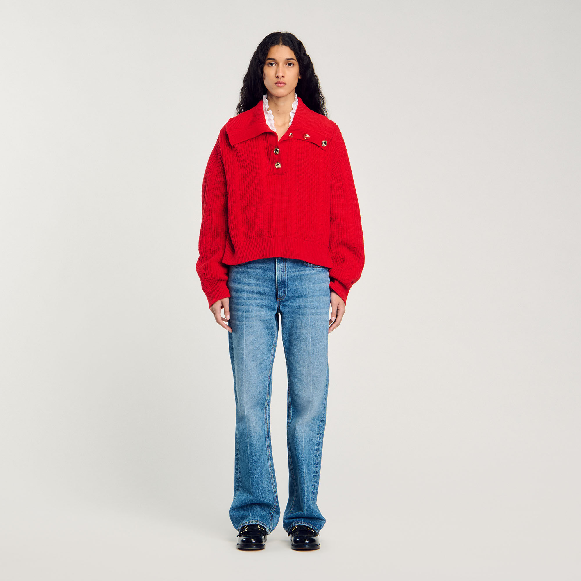 Pullover mit geknopftem Kragen