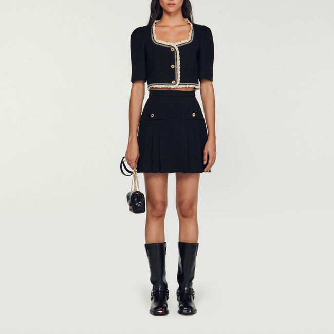 Kurzes Tweed-Oberteil