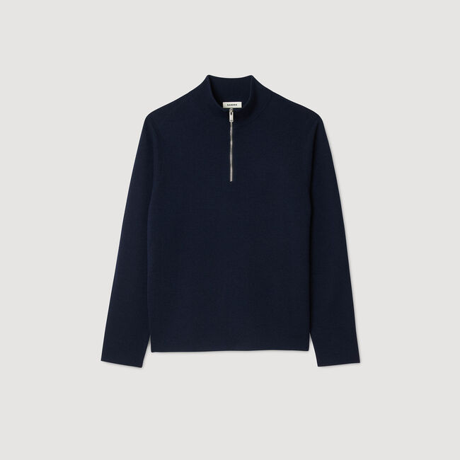 Wollpullover mit Reißverschlusskragen