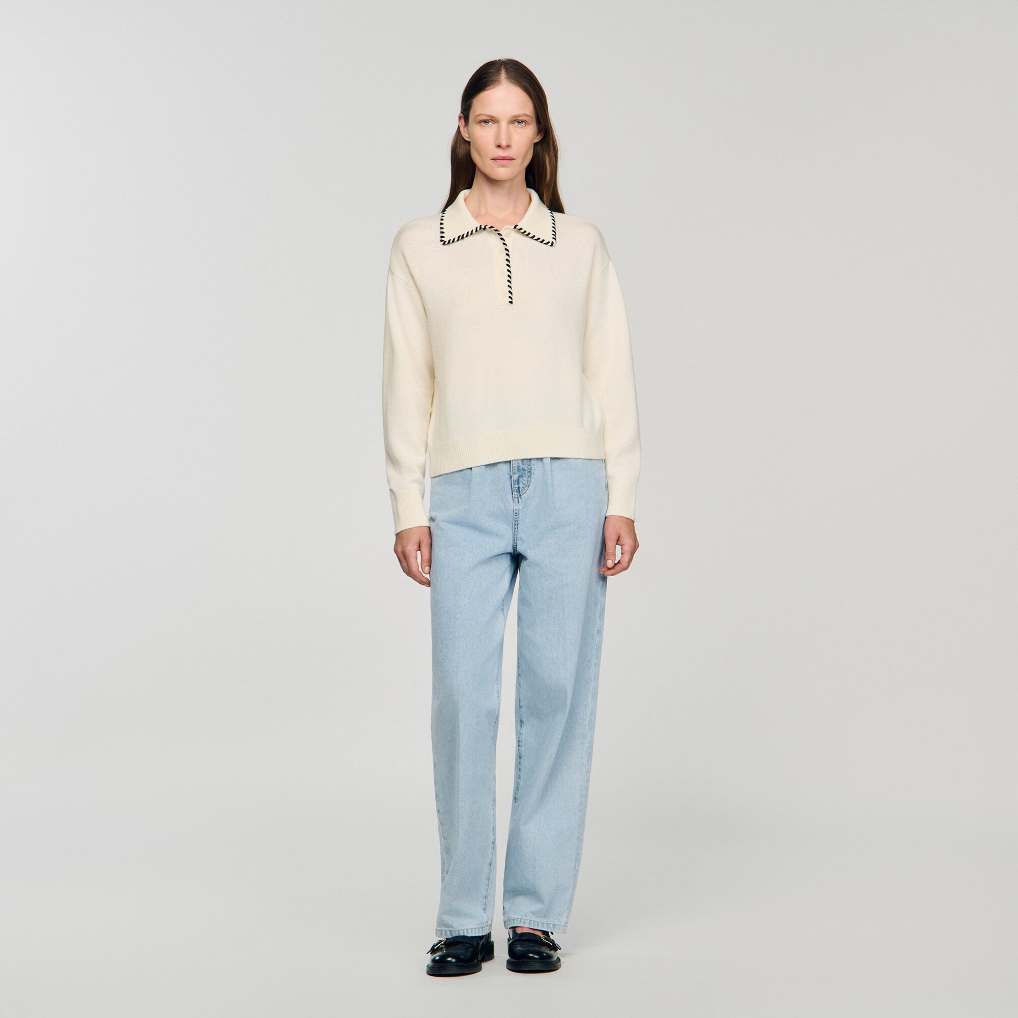 Pullover mit Kontrast-Polokragen