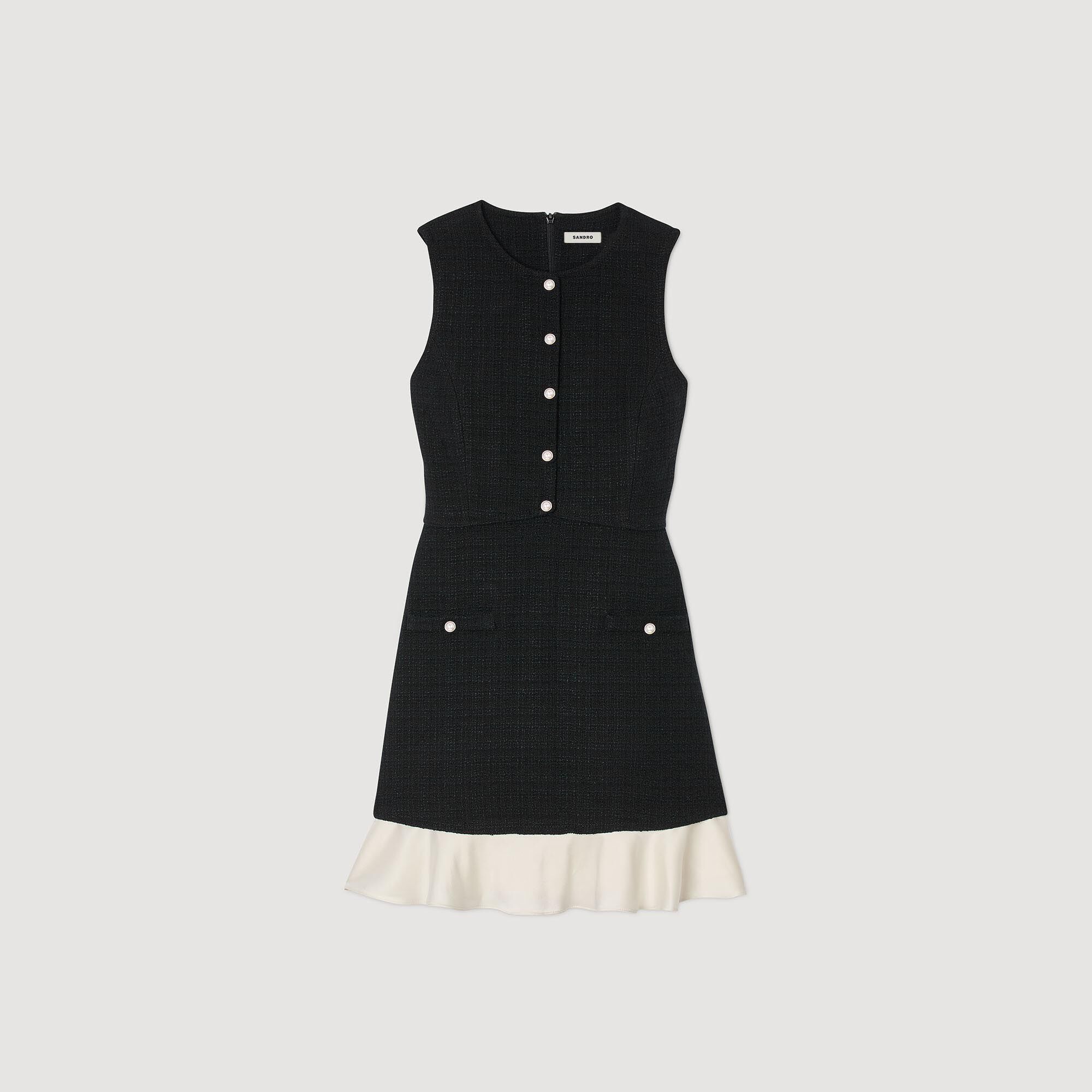 Kurzes Kleid aus zweifarbigem Tweed
