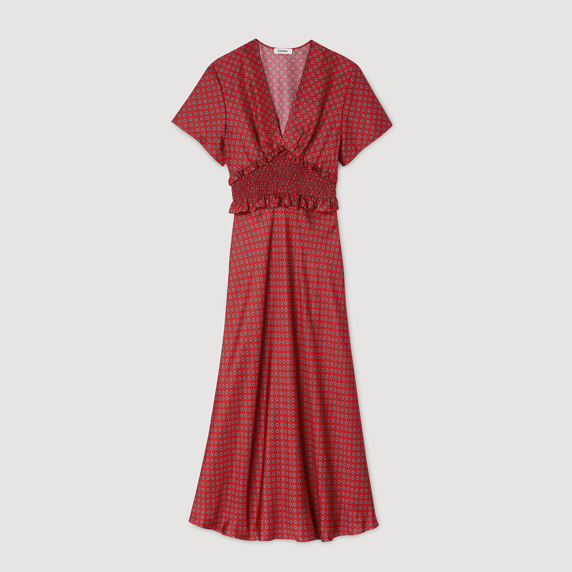 Langes Kleid mit Tuchprint