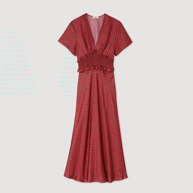 Langes Kleid mit Tuchprint