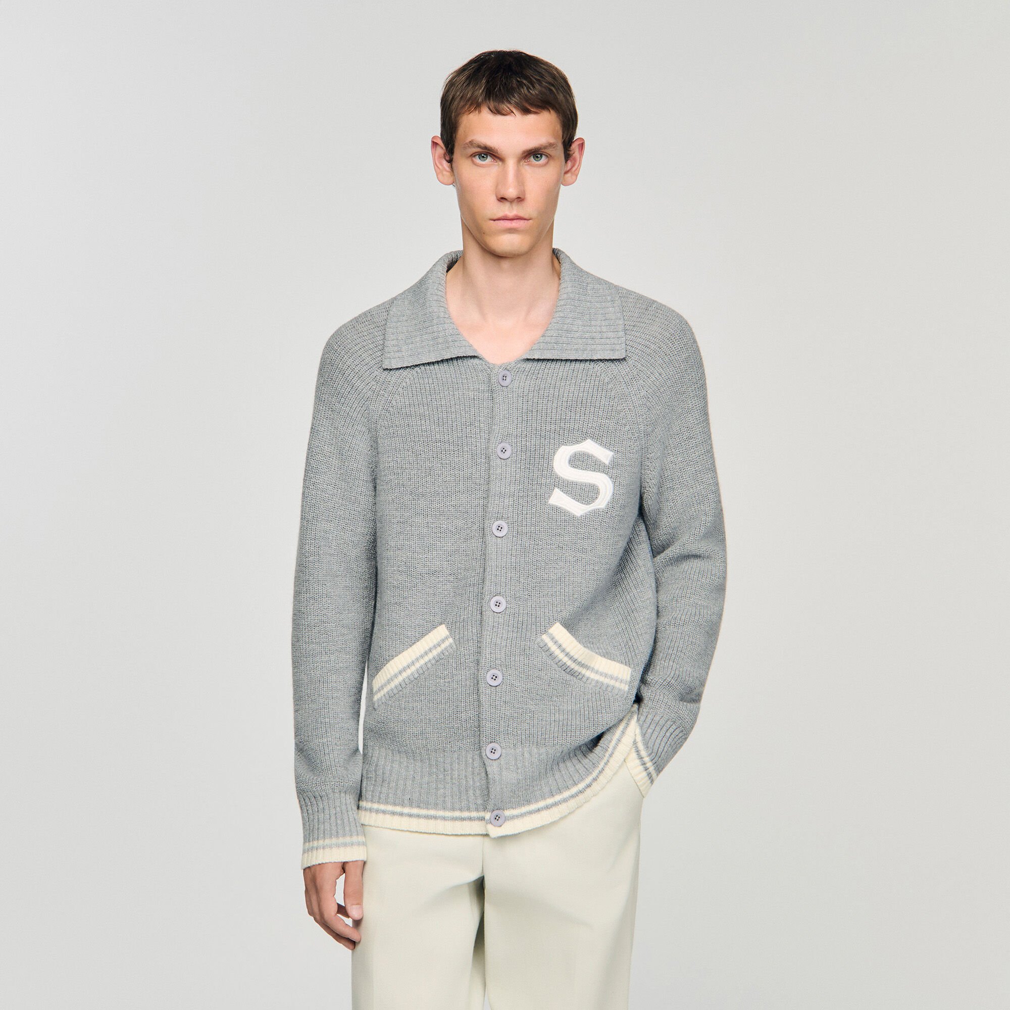 Wollcardigan mit Patch S