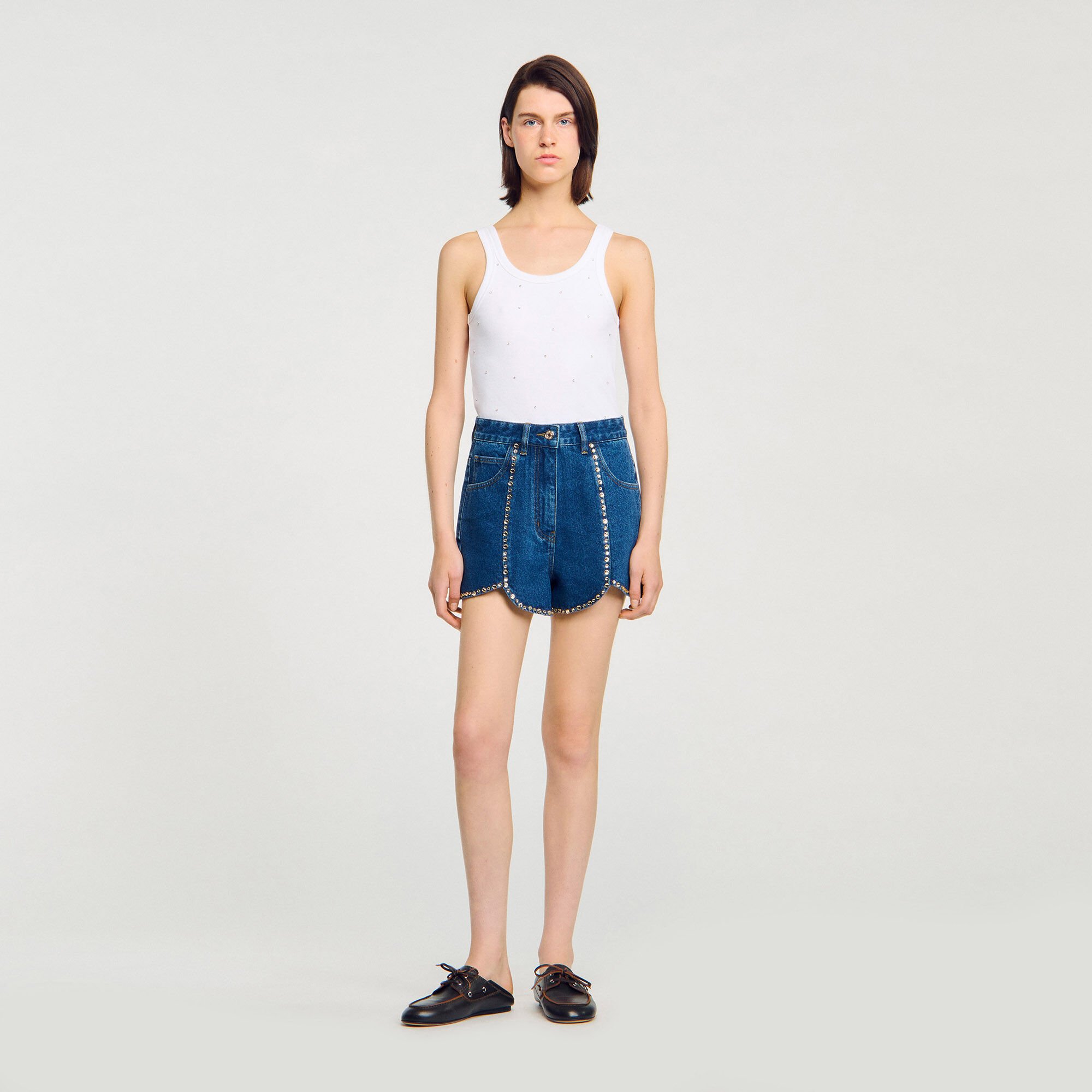 Jeansshorts mit Strass