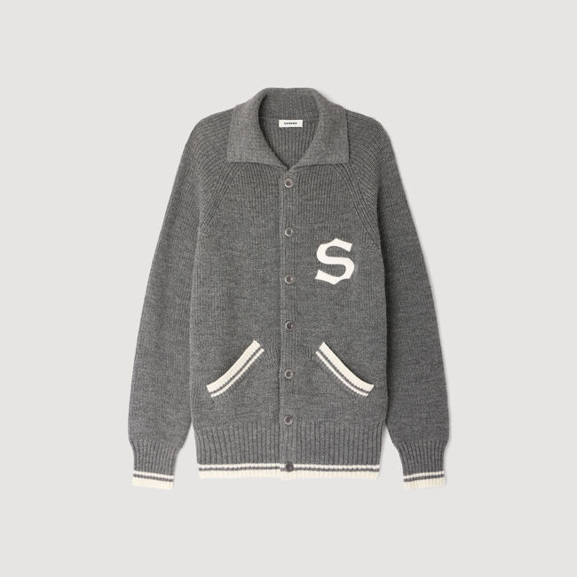 Wollcardigan mit Patch S