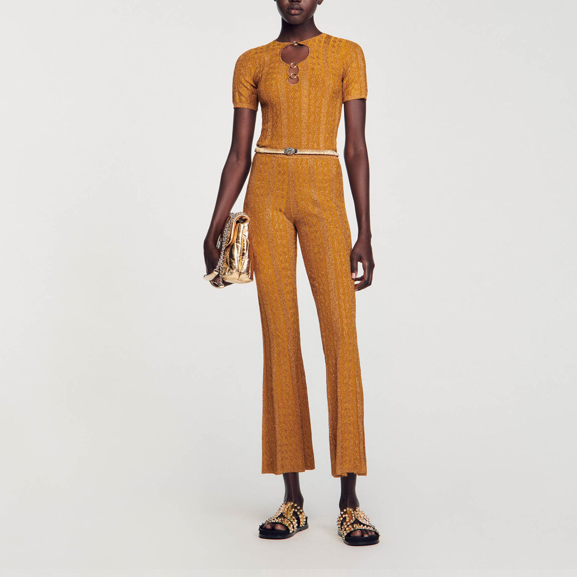 Hose aus Metallic-Strick