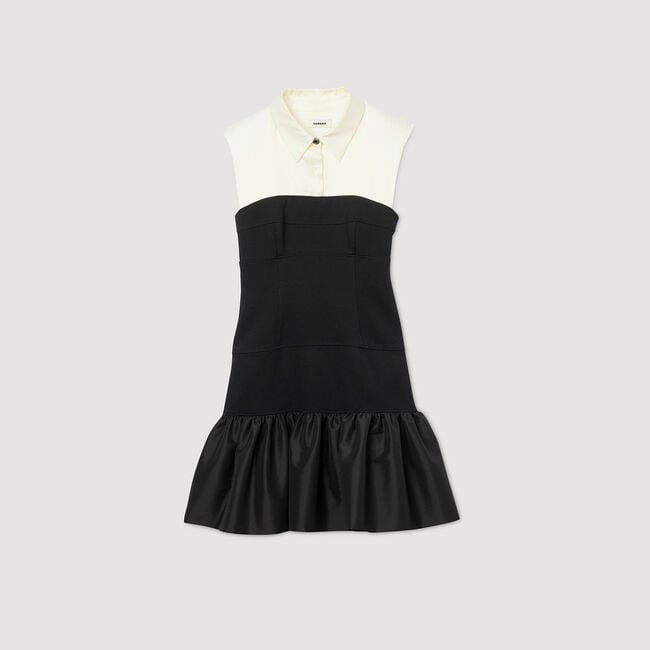 Kurzes zweifarbiges Volantkleid