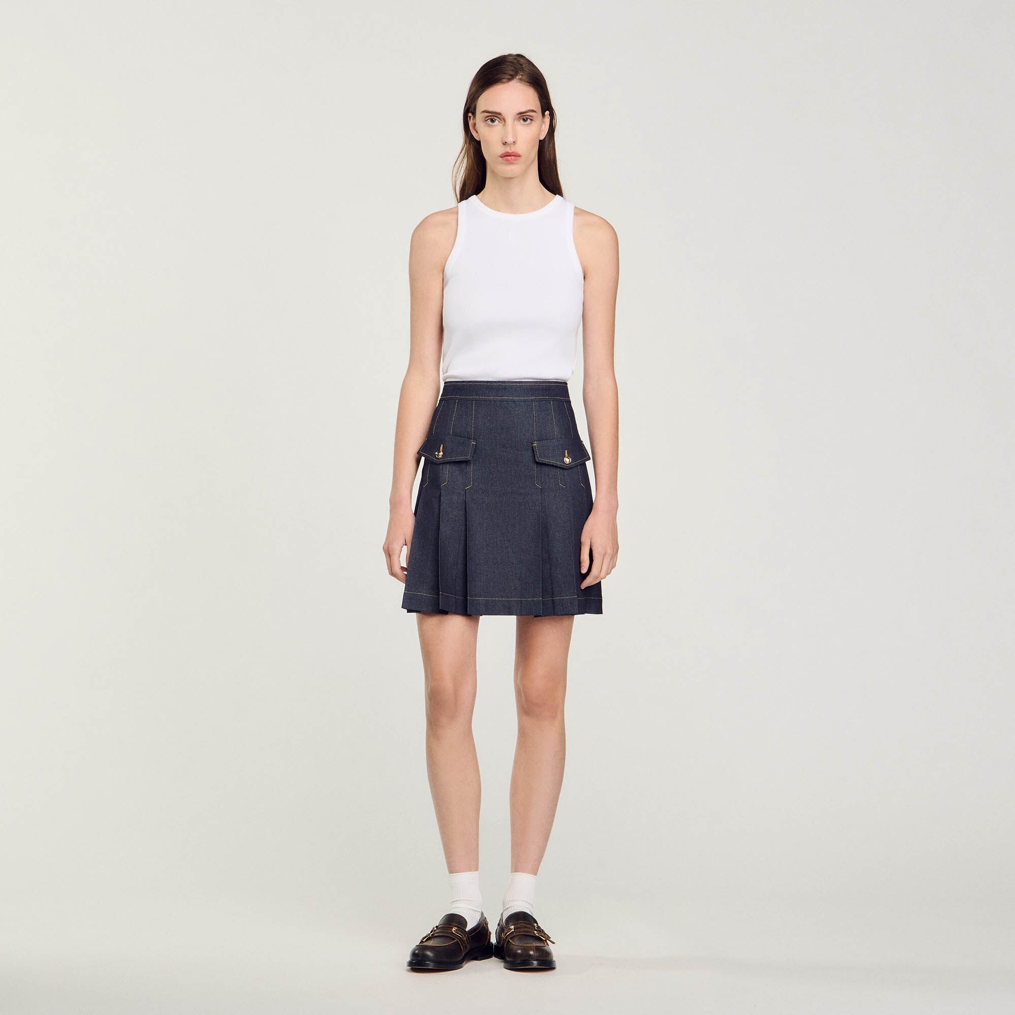 Plissierter Jeansrock