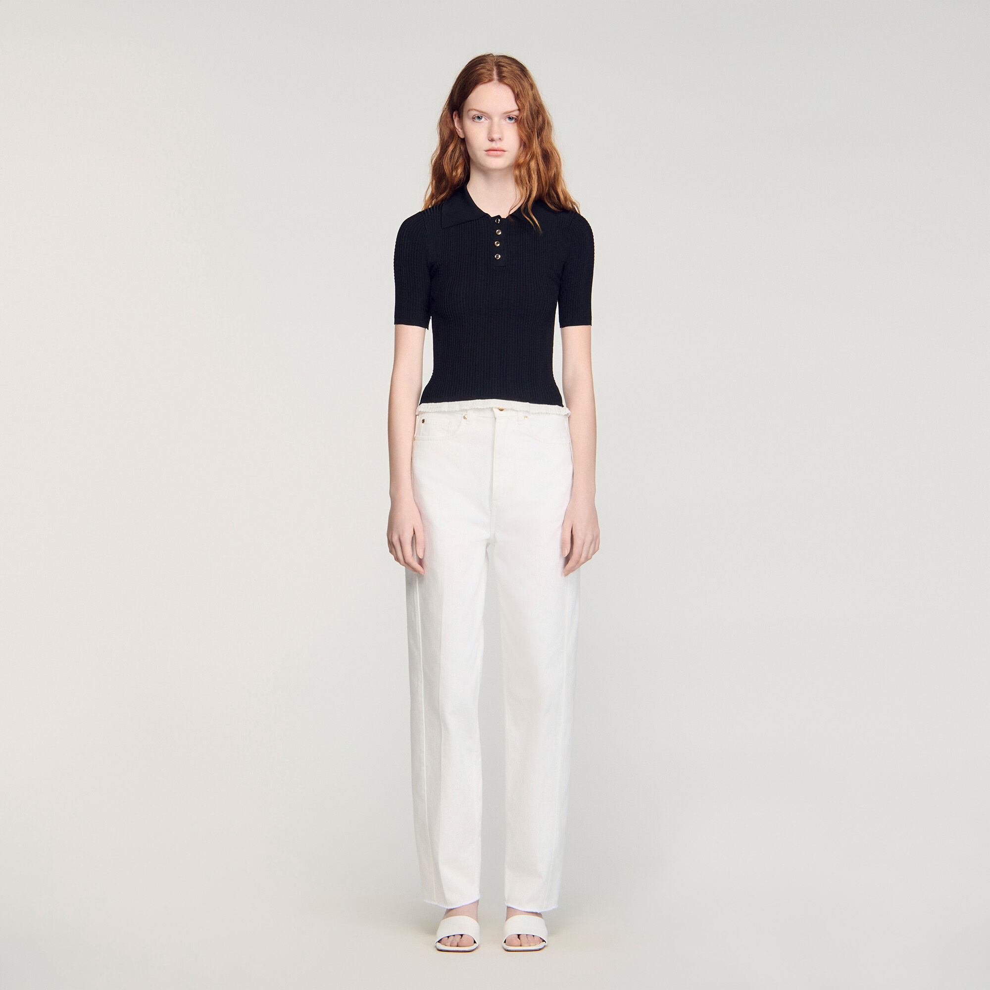 Strickpullover mit Polokragen