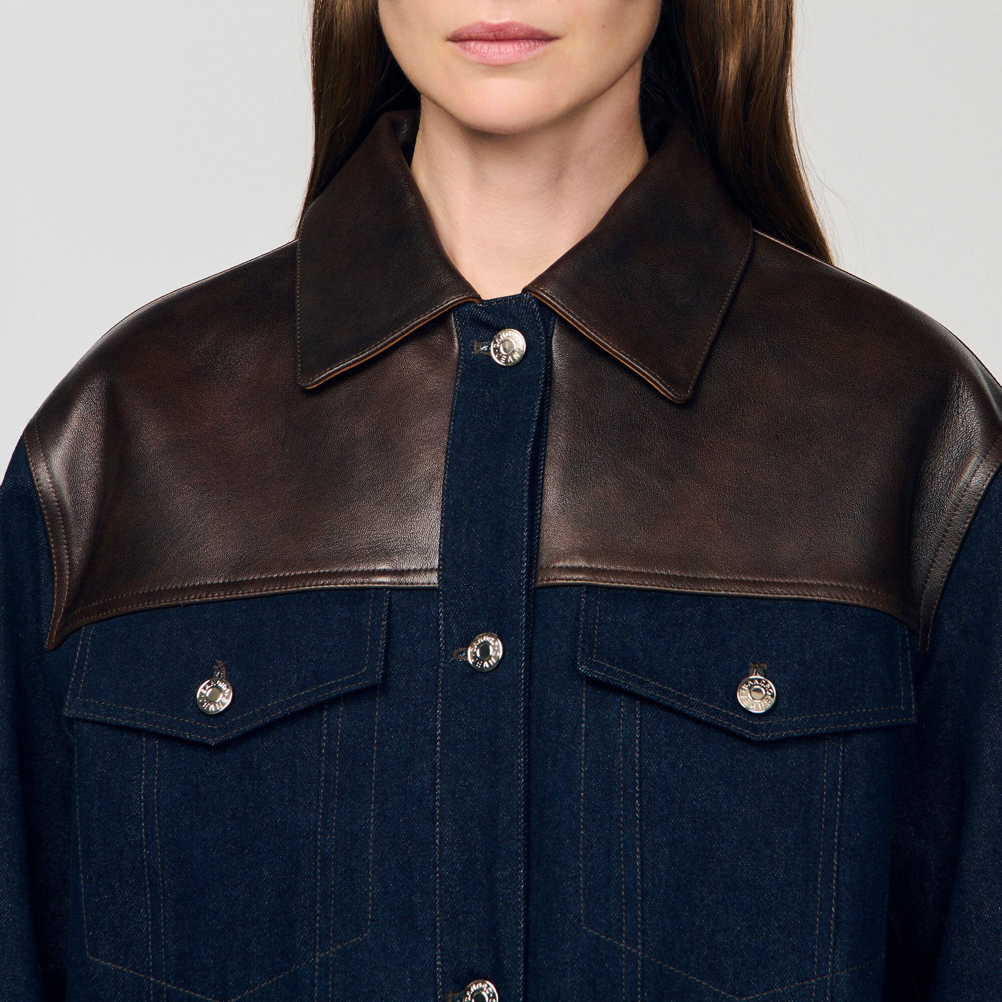 Blouson aus Denim und Leder