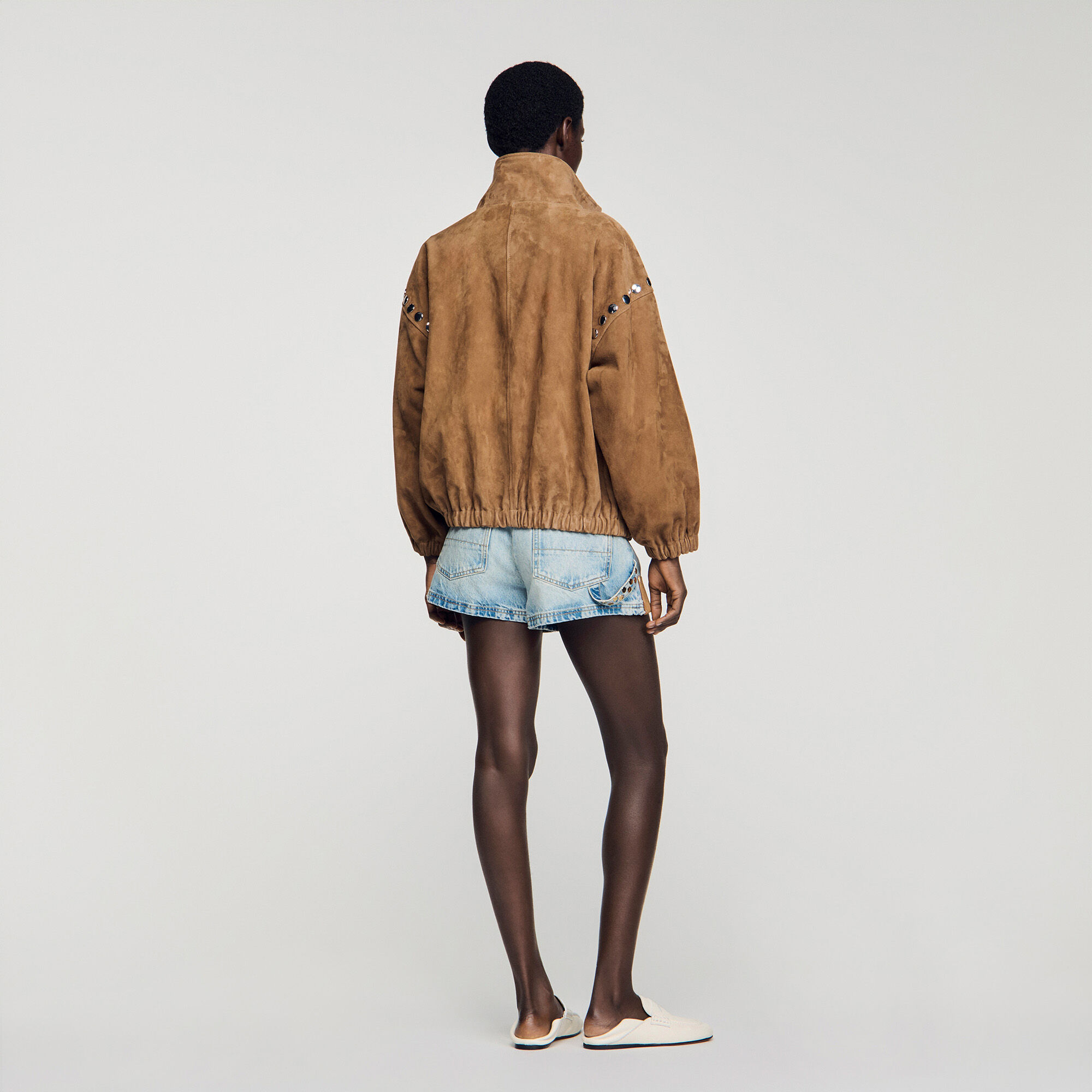 Velourslederjacke mit Nieten