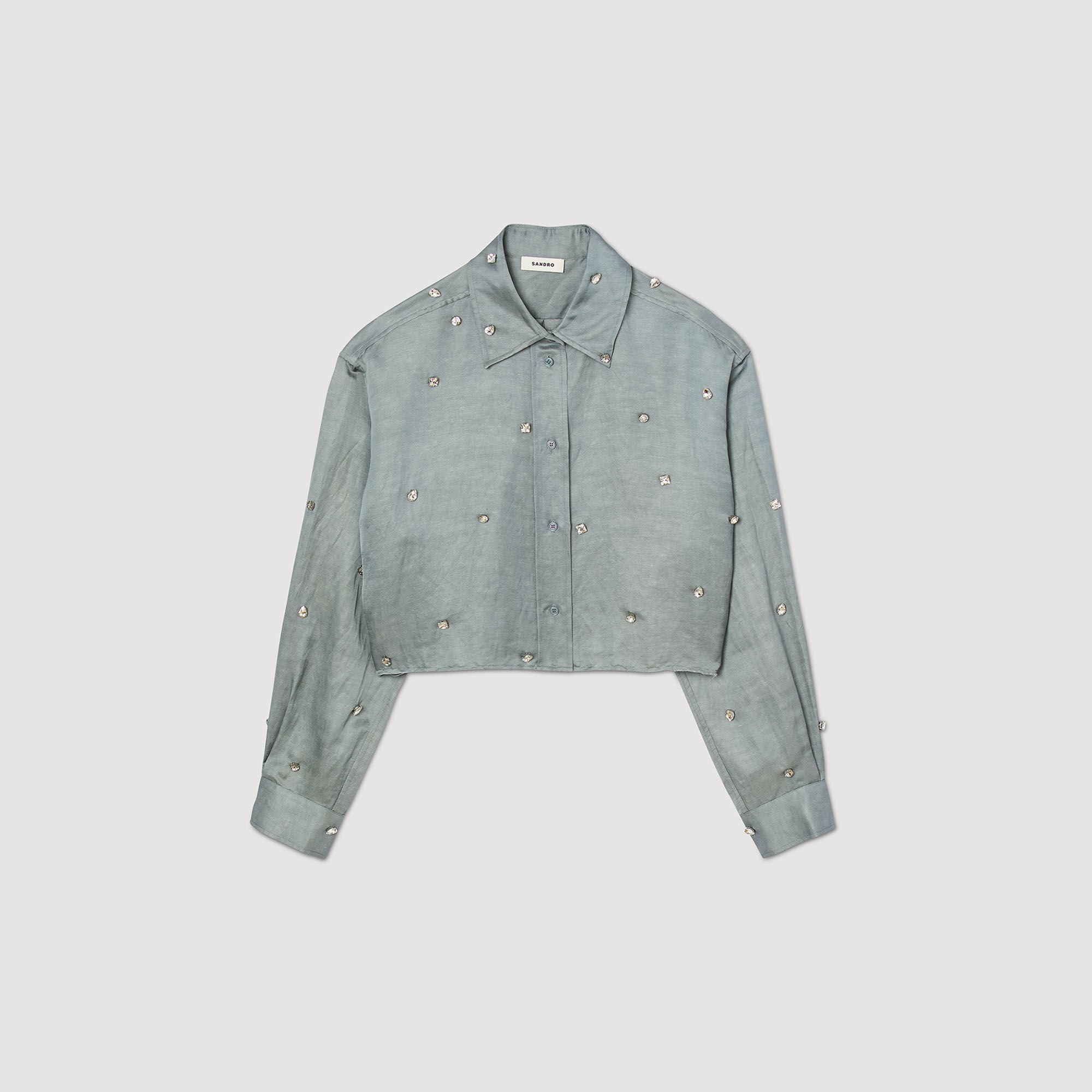 Satinhemd mit Strass-Verzierung