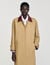 Langer Trenchcoat mit Lederkragen