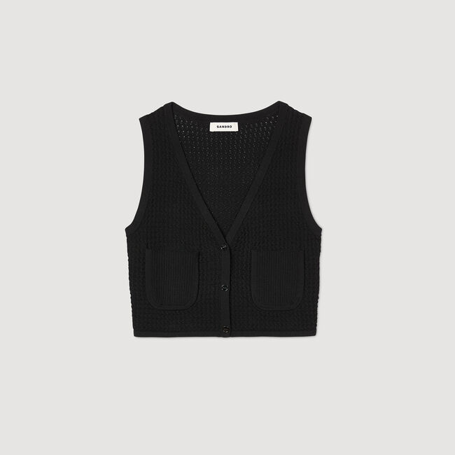 Weste mit originellem Strickmuster
