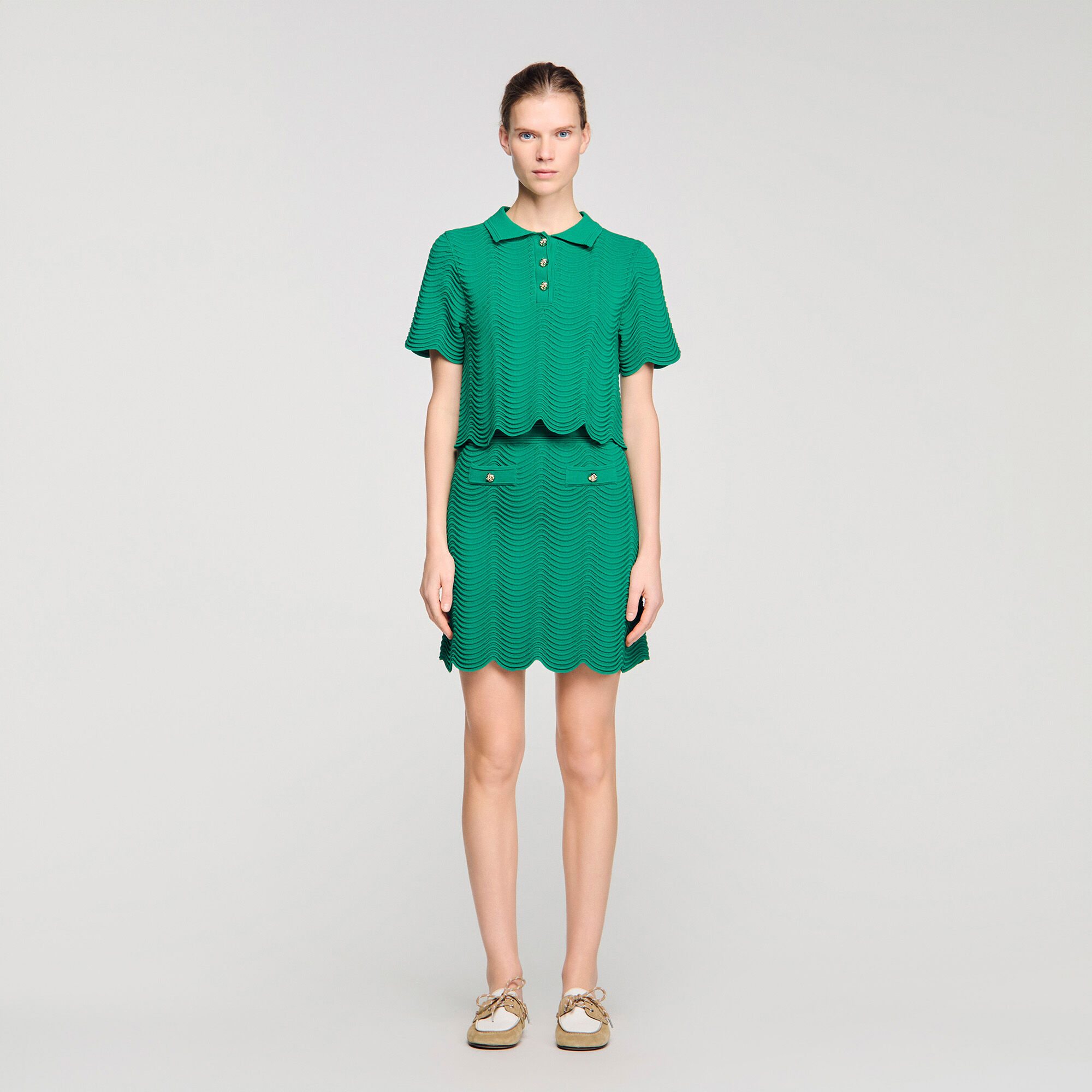 Kurzer Rock aus Fantasiestrick