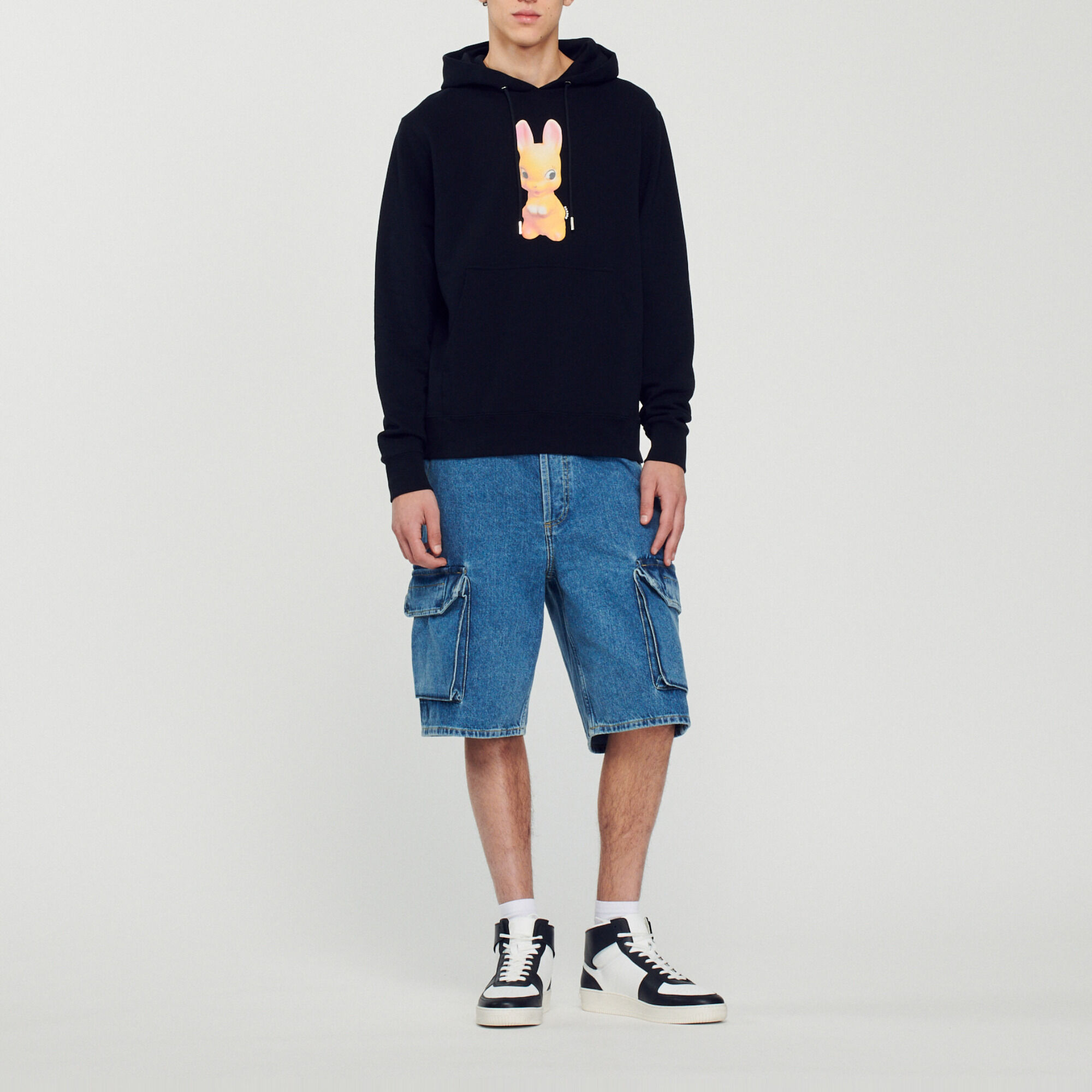 Kapuzensweatshirt mit Kaninchenprint