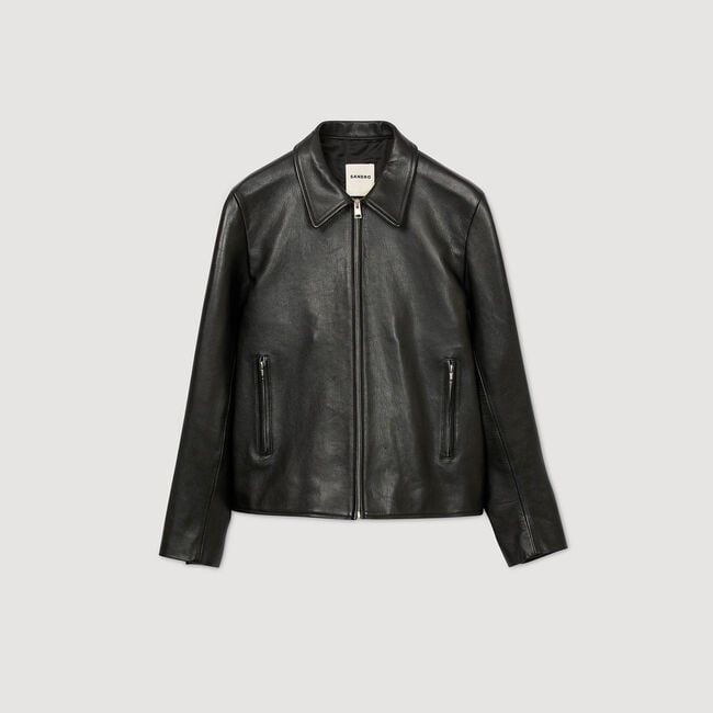 Lederjacke mit Reißverschluss