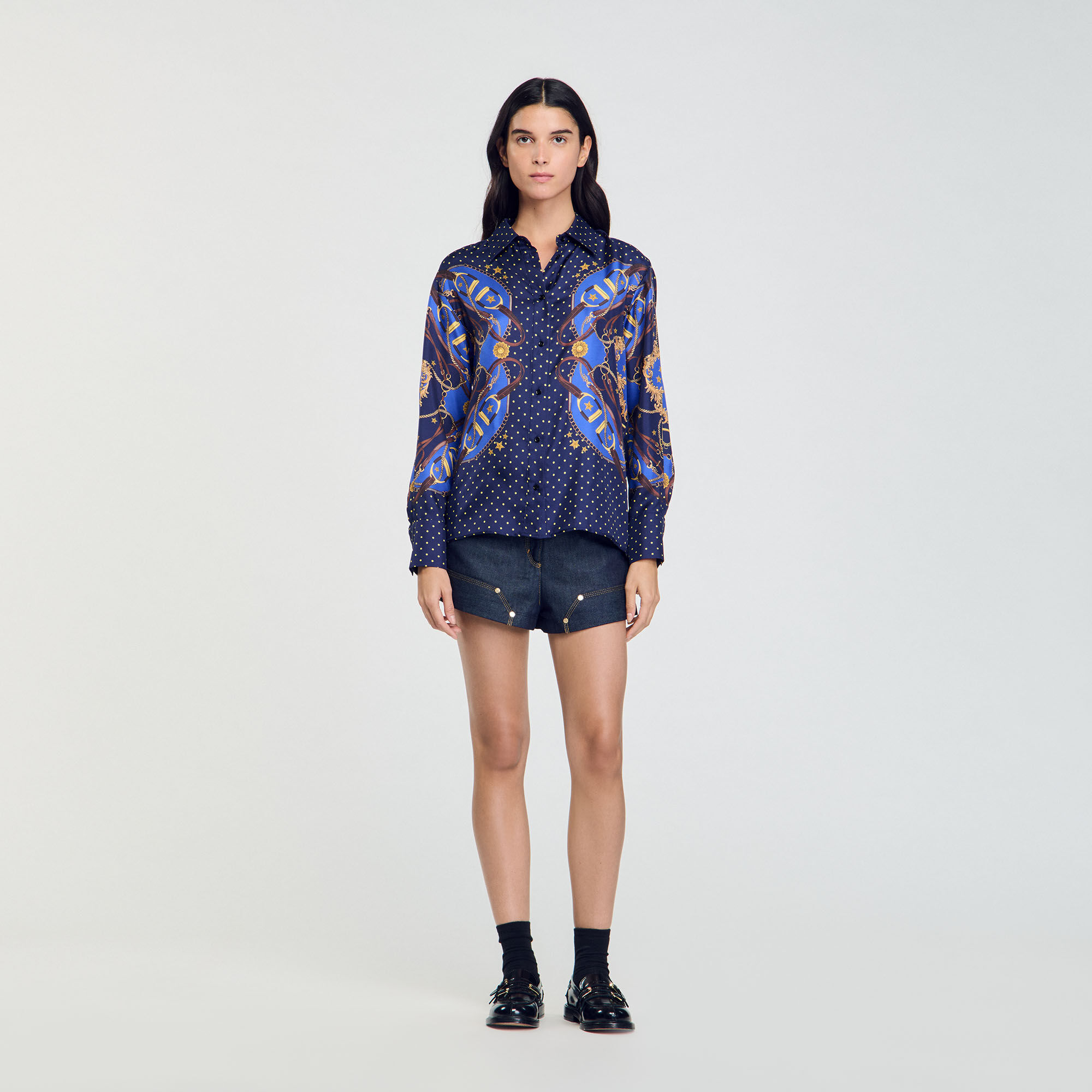 Hemdbluse aus Seide mit Druckmotiv