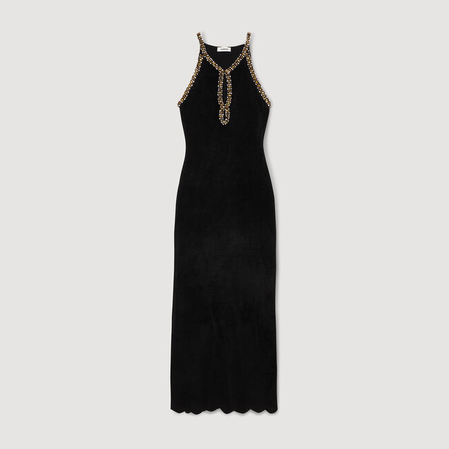 Langes Kleid mit Perlen